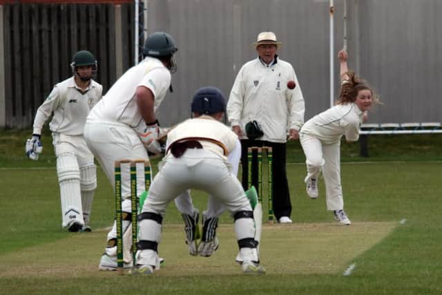 Kirkbys Rebbeca King bowls to Matt New.