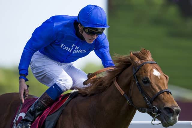 THUNDER STRUCK -- Night Of Thunder, ridden by James Doyle, wins the big race at Newbury last Saturday, the Group One Al Shaqab Lockinge Stakes (PHOTO BY: Julian Herbert/PA Wire).