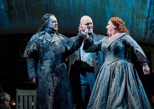 Opera North?s The Flying Dutchman
Spring 2015
CREDIT: ROBERT WORKMAN ...
HANDOUT ... The Flying Dutchman 07

B?la Perencz as The Dutchman, Mats Almgren as Daland, Alwyn Mellor as Senta

Conductor Richard Farnes, Concert Staging, Design Concept and Lighting / Projection Designer 

Peter Mumford, Costume Designer Fotini Dimou.

Photo Credit: Robert Workman

The Flying Dutchman - Richard Wagner - Opera North - 27th June 2015

The Dutchman - Béla Perencz
Senta - Alwyn Mellor
Daland - Mats Almgren
Erik - Mati Turi
Mary - Ceri Williams
Steersman - Mark Le Brocq

Conductor - Richard Farnes
Design and Lighting - Peter Mumford
Costume Designer - Fotini Dimou