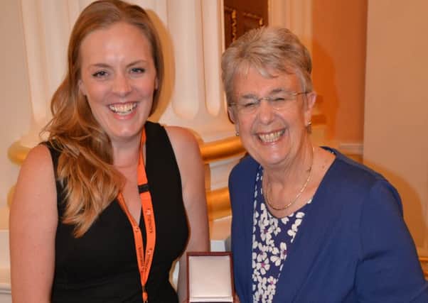 Pam Bishop, organiser of the Framework Big Snore challenge  has had her 10 years of service to the homeles charity recognised with a League of Mercy Award.
Louise Darby, Framework Fundraising Manager on the left, Pam Bishop on the right.