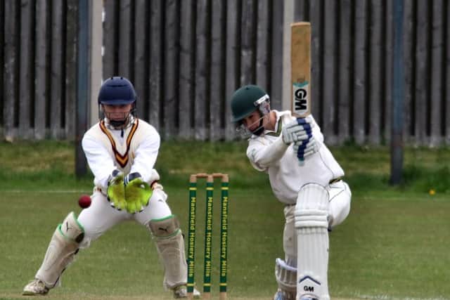 Mansfield hosiery mills George Hadfield cover drives Kirkbys Joe Caunt.