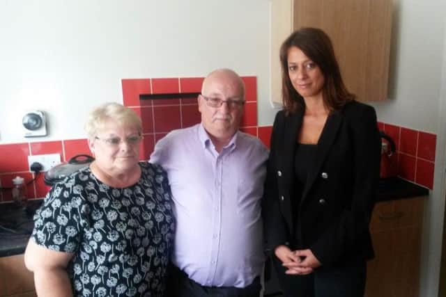 (Left to Right) Elaine Lancashire, Anton Lancashire and Ashfield MP Gloria De Piero.Gloria slammed the NHS after Anton has his kidney stone operation cancelled twice in a week.