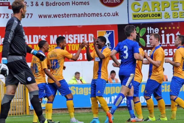 Mansfield Town v Leicester City.The Stags celebrate their first half goal.