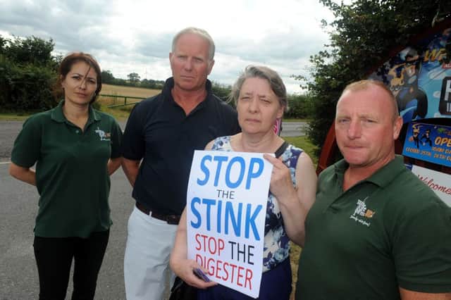 Christina Mathoon, from the White Post Farm, Mike Bendall a Director at Wheelgate, Sarah Knight and Simon Rouse also from the White Post Farm, who are opposed to the waste site at Farnsfield.