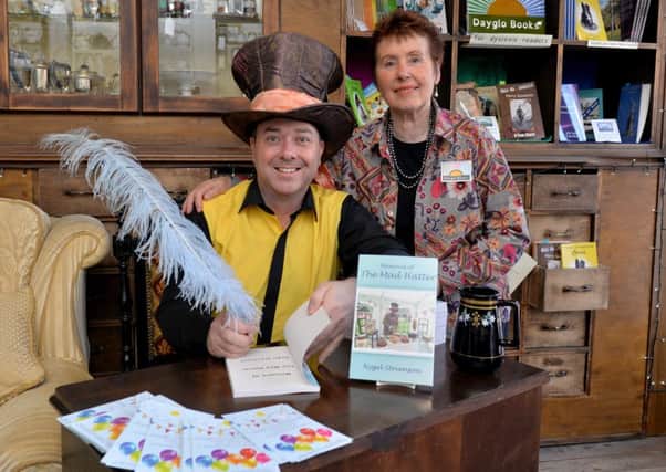 Launch of Nygel Stevenson's book Memoirs Of A Mad Hatter, Nygel is pictured with Gloria Morgan of Dayglo Books