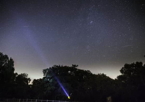 The Perseid meteor shower over The Major Oak in Sherwood Forest, Nottinghamshire in the early hours of Thursday 13 August 2015. The Meteor show is set to peak tonight. 

Tom Maddick / Rossparry.co.uk