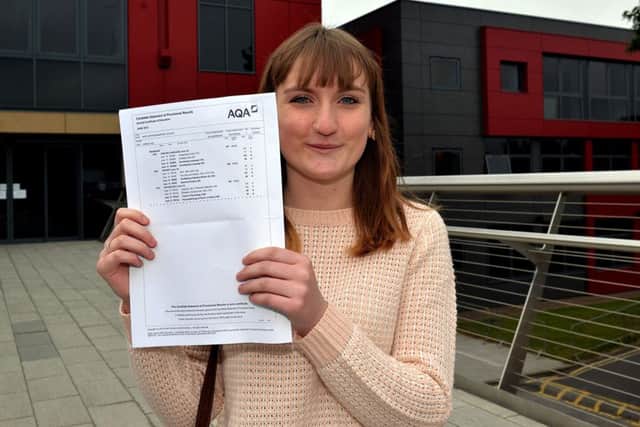 A Level results day at West Nottinghamshire College, pictured is Lindsay Hill who will be studying History at Leeds University