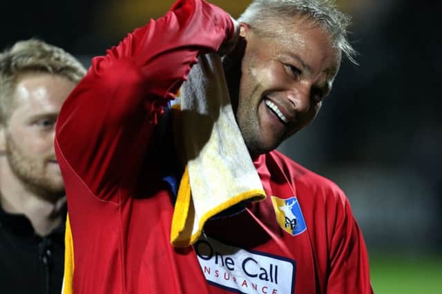 Notts County v Mansfield TownEnglish League Football - Sky Bet League TwoMeadow Lane Stadium, Nottingham, England.14th August 2015Mansfield Town goalkeeper Brian Jensen is all smiles as he leaves the pitch after the 2-0 win.Picture by Dan Westwell