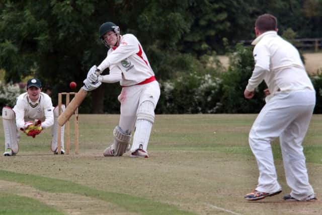 Welbecks Jack Atherton about to pull Farnsfields Callum McKenzie.