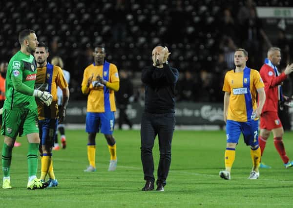 York City v Mansfield Town -Johnstones Paint Trophy - Meadow Lane - Tuesday 1st September 2015

Adam Murray and the team salute the fans who travelled