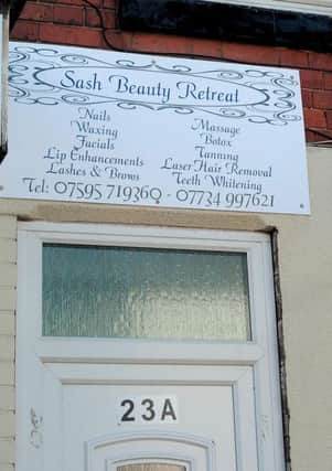 Exterior pics of Sash Beauty Retreat, 23A Central Avenue, Worksop.
The Salon appears to be above a Bakery shop, with its own small side entrance.

NWGU 2-9-15 Sash Beauty Retreat,  Exterior pictures of premises to go with Worksop Guardian story  ( 1 to 5)