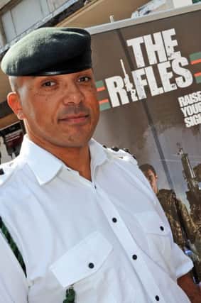 The Rifles are in town trying to promote a career in the army for young people. Captain Gary Case, originally form Mansfield, organised the event.