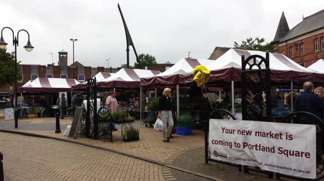 Newly opened outdoor market on Portland Square in Sutton - Ashfield