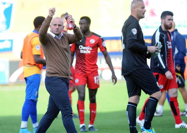 Mansfield Town v Crawley Town - Adam Murray salutes the fans