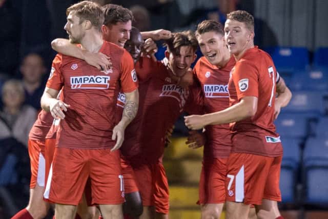 Alfreton Town vs Worcester City - Ryan Wilson celebrates his opening Strike - Photo By James Williamson