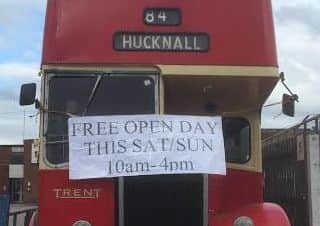 Vintage buses at Hucknall's transport museum.