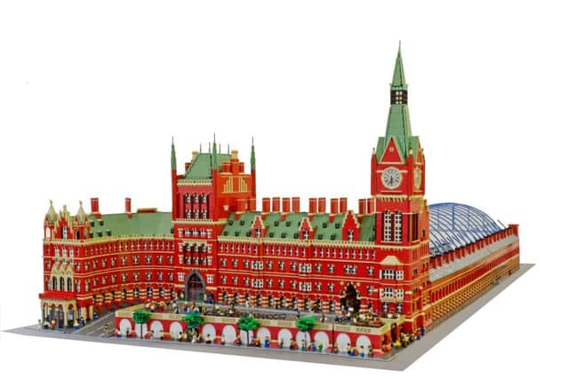 A lego model of St Pancras train station in London that is due to be displayed at the Brick City exhibition at the Harley Gallery at the Welbeck Estate in Nottinghamshire