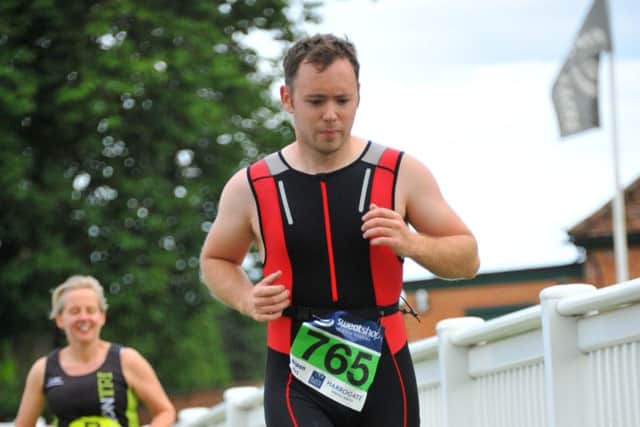 Worksop Guardian sports editor Graham Smyth in the run section of the Ripon Olympic Distance Triathlon