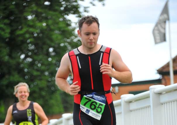 Worksop Guardian sports editor Graham Smyth in the run section of the Ripon Olympic Distance Triathlon