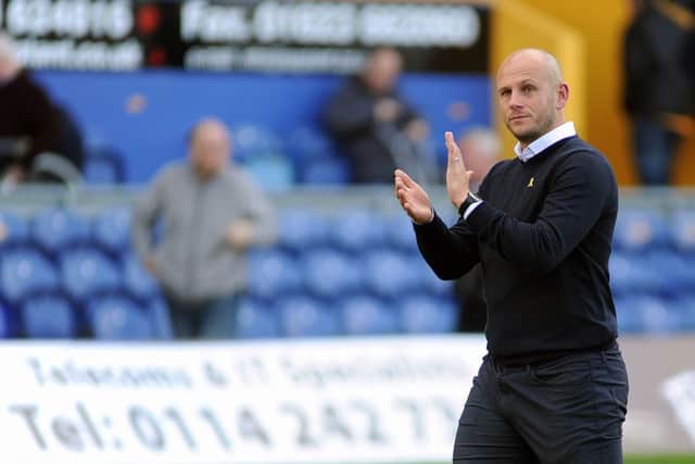 Mansfield Town v AFC Wimbledon -Skybet League One - One Call Stadium - Saturday 5th September 2015Manager Adam Murray thanks the fans