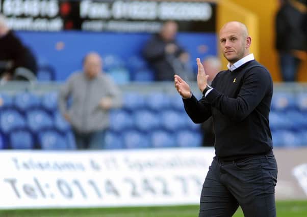 Mansfield Town v AFC Wimbledon -Skybet League One - One Call Stadium - Saturday 5th September 2015

Manager Adam Murray thanks the fans