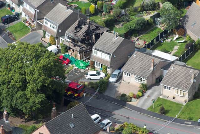 Aerial view of the scene on Valley View Road in Riddings where a house was destroyed in an explosion