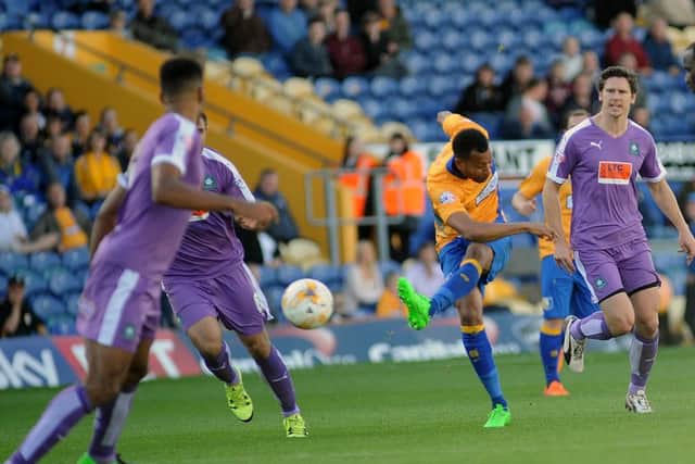 Mansfield Town v Plymouth -Skybet League One - One Call Stadium - Saturday 26th September 2015Matt Green lets fly