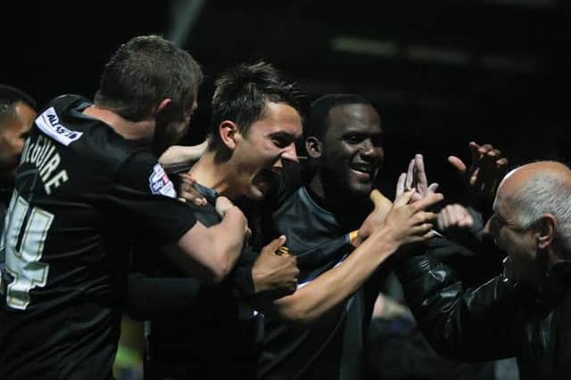 Jack Thomas celebrates his goal.