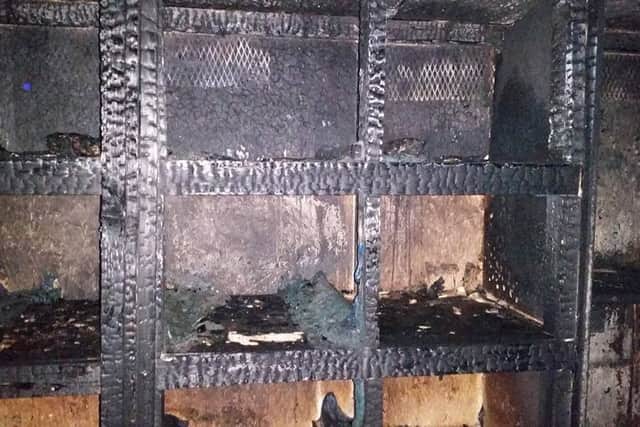 Pictures show the remains of a pigeon loft which burned in Hucknall