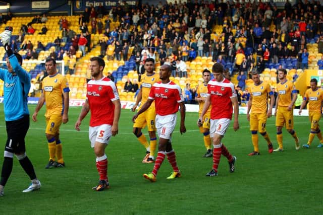 Mansfield Town v Newport County last season - the teams come out at the start of the game.
Picture by Dan Westwell