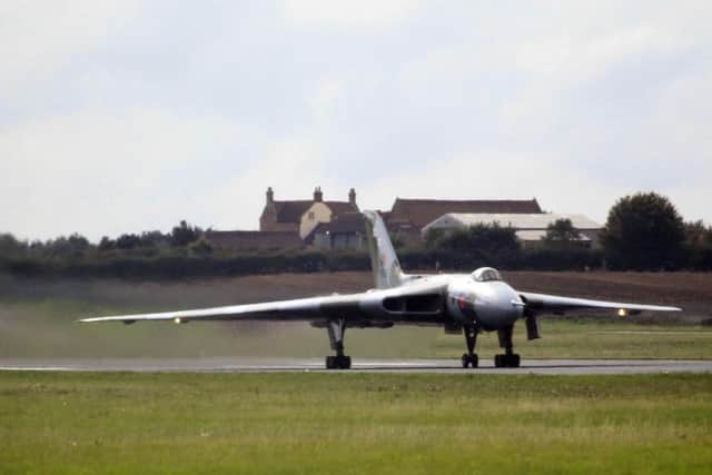 Vulcan XH558 takes off from Doncaster Robin Hood Airport on Saturday on a national tour. This will be the last time the Vulcan will fly around the UK before her retirement later this year.