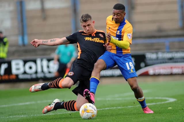 Mansfield Town v Newport County - Skybet League Two - One Call Stadium - Saturday 10th October 2015Reggie Lambe battles it out