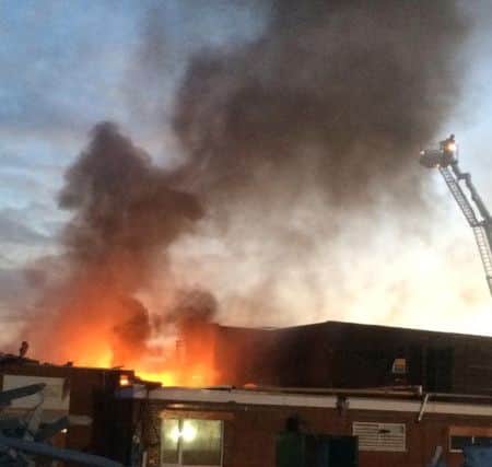 The scene at a factory fire on Kirklington Road in Bilsthorpe