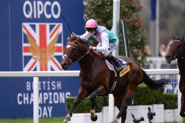 A MEETING FIT FOR CHAMPIONS -- the mighty Frankel, a previous winner at Qipco British Champions Day at Ascot. (PHOTO BY: PA Wire).