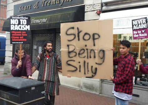 Anti-racism campaigners in Burton at the Britain First march on Saturday October 17.