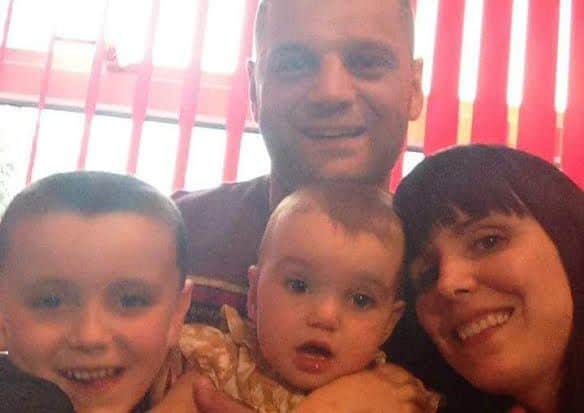Happier times: Steven Overton and Helen McCran with their children Toby and Gracie.