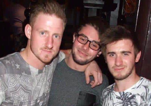 Saun Walker, 23 of Langofrd Road Mansfield  (centre)  who died following a car smash on abbott Road on Sunday November 8. He is pictured with his friends Keith Newell (left) and Kyle Jones.