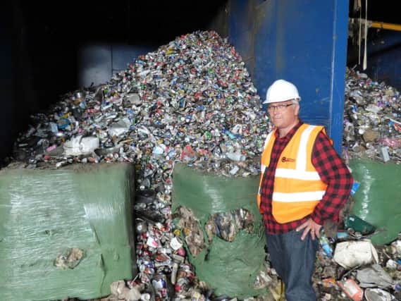 Councillor Tim Brown, Portfolio holder for Environment, during a visit to Ashfield District Councils waste facility.