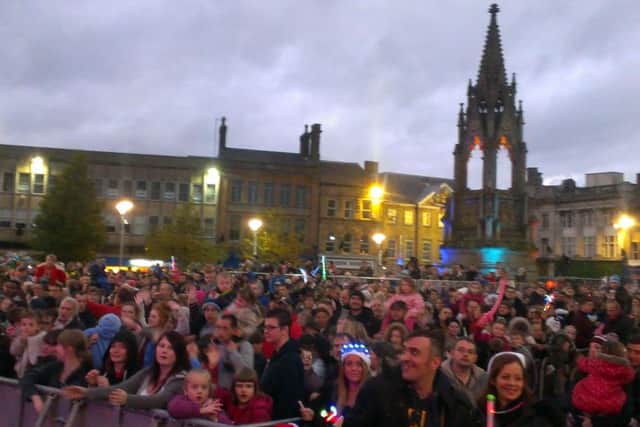 A huge crowd joins in the fun at this year's big switch on at Mansfield.