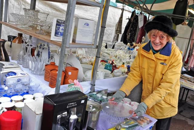 Nicole Barrows, on her quality household items stall, and is the longest standing Tuesday market trader on Mansfield Market Place.