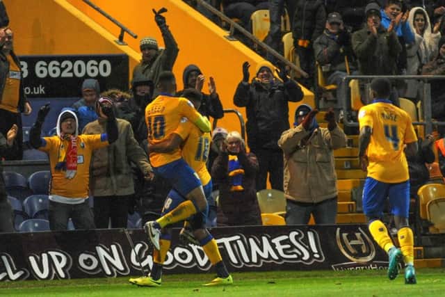 Mansfield Town v Hartlepool United - Skybet League Two - One Call Stadium - Saturday 21st November 2015
Matt Green celebrates with the fans goal number 3
