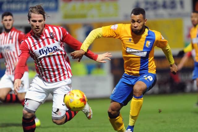 Mansfield Town v Exeter City - Skybet League Two - One Call Stadium - Tuesday 24th November 2015Matt Green gets marked outMatt Green celebrates