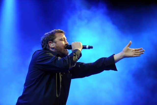 26 august 2011.Leeds Festival at Bramham Park. Day one.Guy Garvey of Elbow on stage.