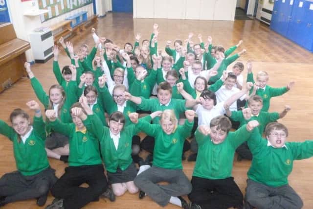 Year 6 pupils at Orchard Primary and Nursery School,  Kirkb,  who achieved the best results in Nottinghamshire in the key stage 2  tables.