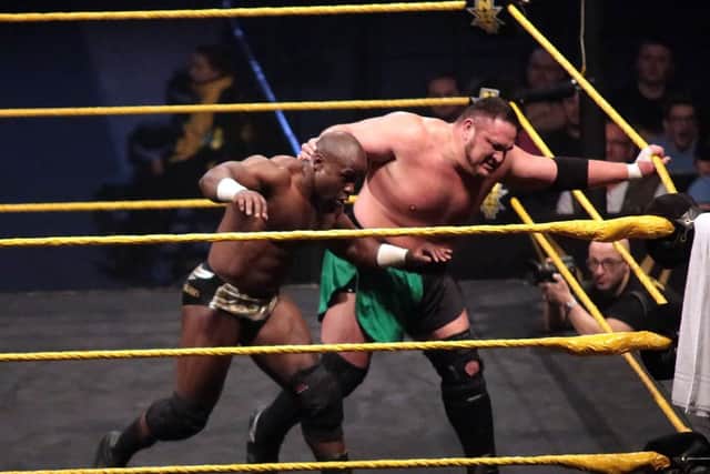 WWE NXT stars Appollo Crews and Samoa Joe. Photo by Glenn Ashley.