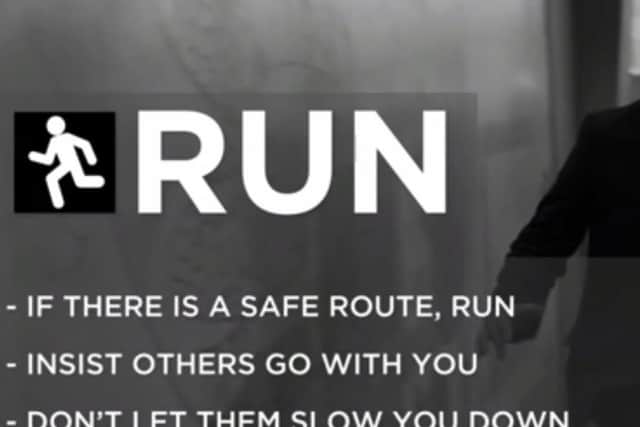 The 'Stay Safe' video gives guidance on surviving a firearms and weapons attack