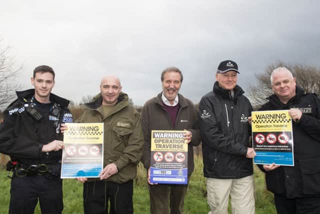 (L-R):
Special Constable Haddon Smith, Lee Watts (Environment Agency Officer), PCC Paddy Tipping, Kevin Pearson (Angling Trust), PC Nick Willey (Lincolnshire Police Rural Wildlife Crime Officer.