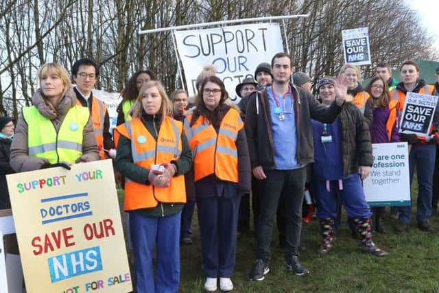 Striking junior doctors outside the Chesterfield Royal Hospital