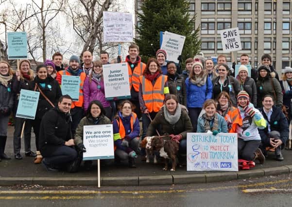 Junior doctors pictured on the picket line at Doncaster Royal Infirmary. Picture: Marie Caley NDFP Strike DRI MC 1