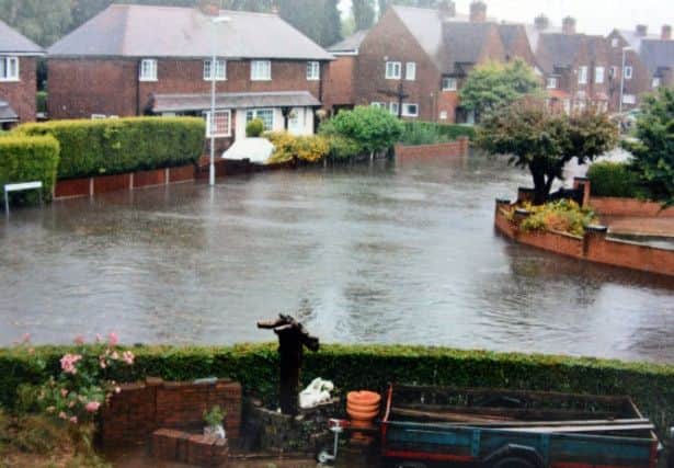 Flooding on Thoresby Dale in Hucknall in July 2013.